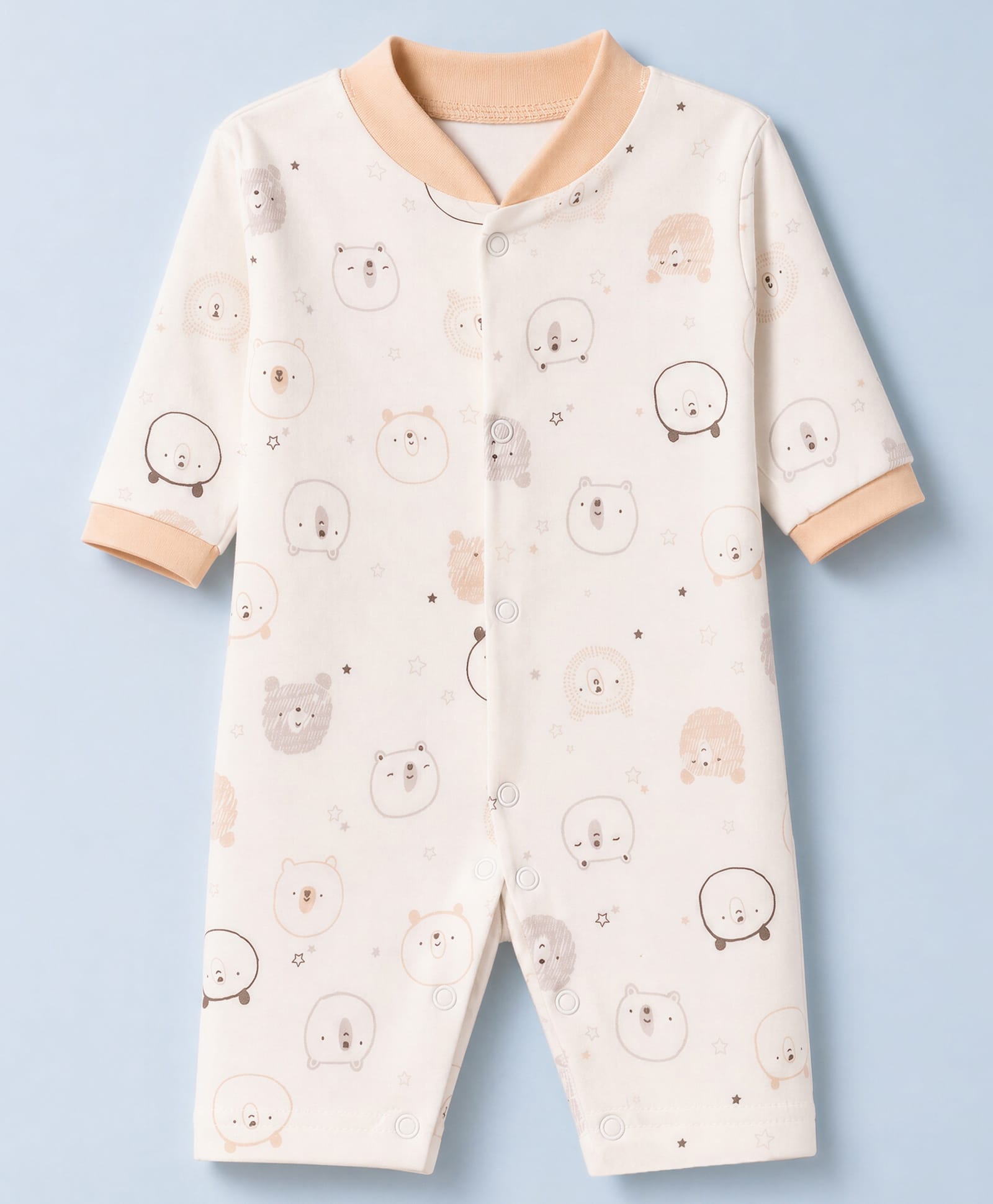 Junior Star Full Sleeves Teddy Bear Printed Romper - White-image-28