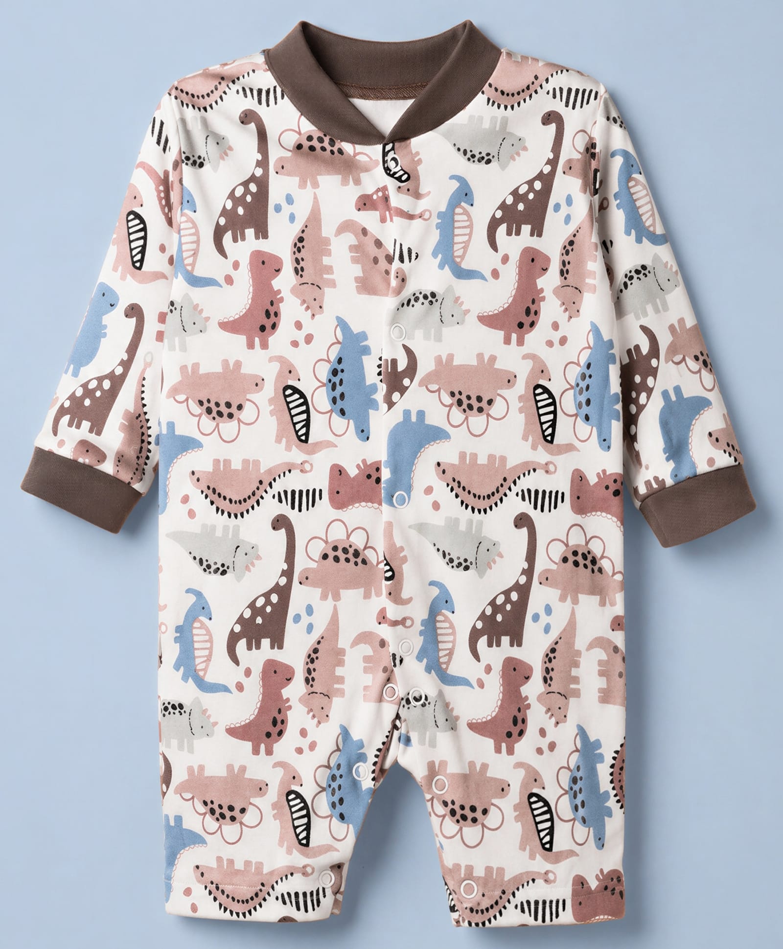 Junior Star Full Sleeves Dinosaurs Printed Romper - White-image-42
