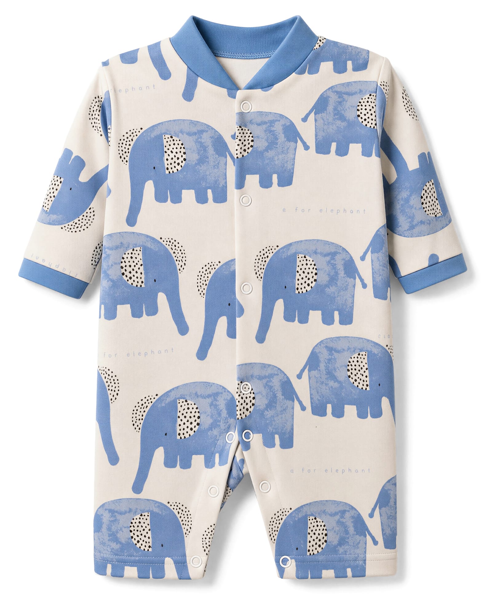 Junior Star Full Sleeves Elephants Printed Romper - White-image-34