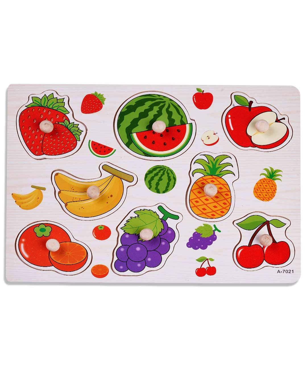 Happy Hues Wooden Fruit Theme Peg Puzzle Board for Kids Educational Learning Toy for Cognitive Development-image-44