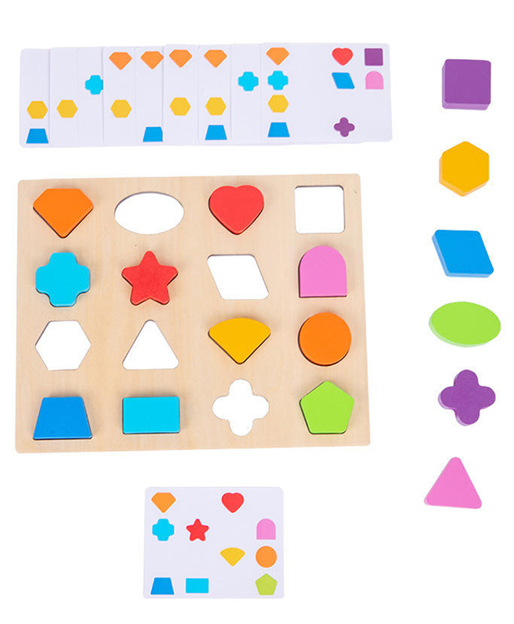 Happy Hues Wooden Geometric Shape Matching Puzzle Board Game- Montessori Color Sorting & Logical Reasoning Educational Toy with Challenge Cards-image-8