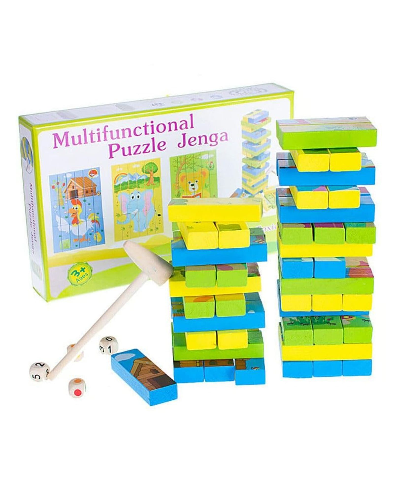 Happy Hues Multifunctional Educational Wooden Stacking Blocks and Image Puzzle Set-image-40