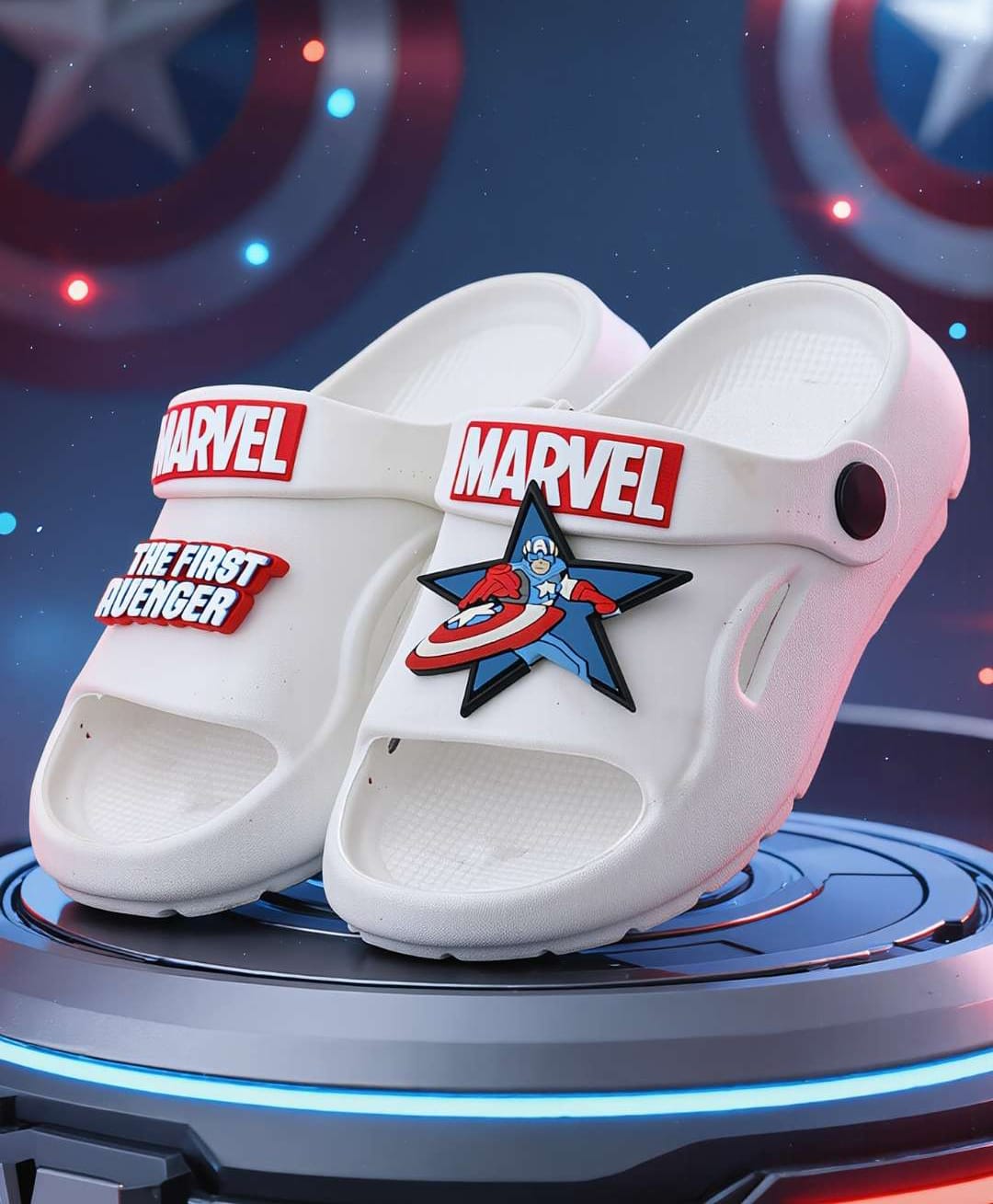 Yellow Bee Marvel Featuring Captain America Applique Detailed Slingback Sandals - White-picture-27