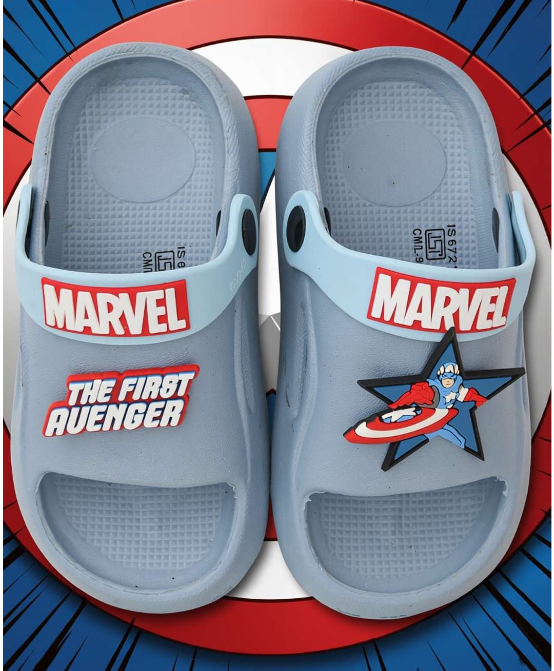 Yellow Bee Marvel Featuring Captain America Applique Detailed Slingback Sandals - Blue-picture-11