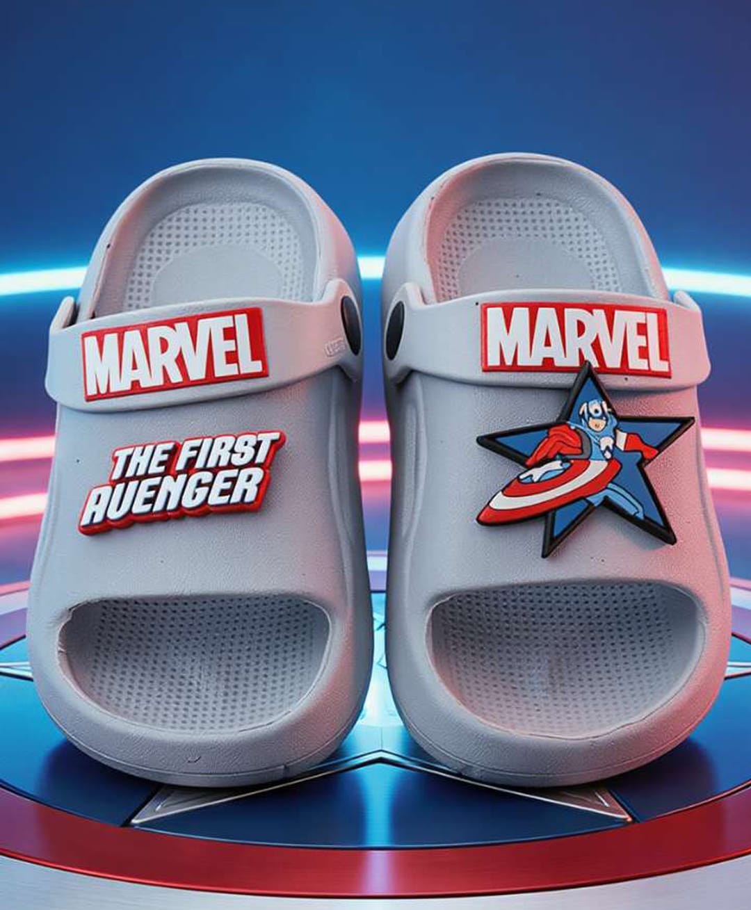 Yellow Bee Marvel Featuring Captain America Applique Detailed Slingback Sandals - Grey-picture-13