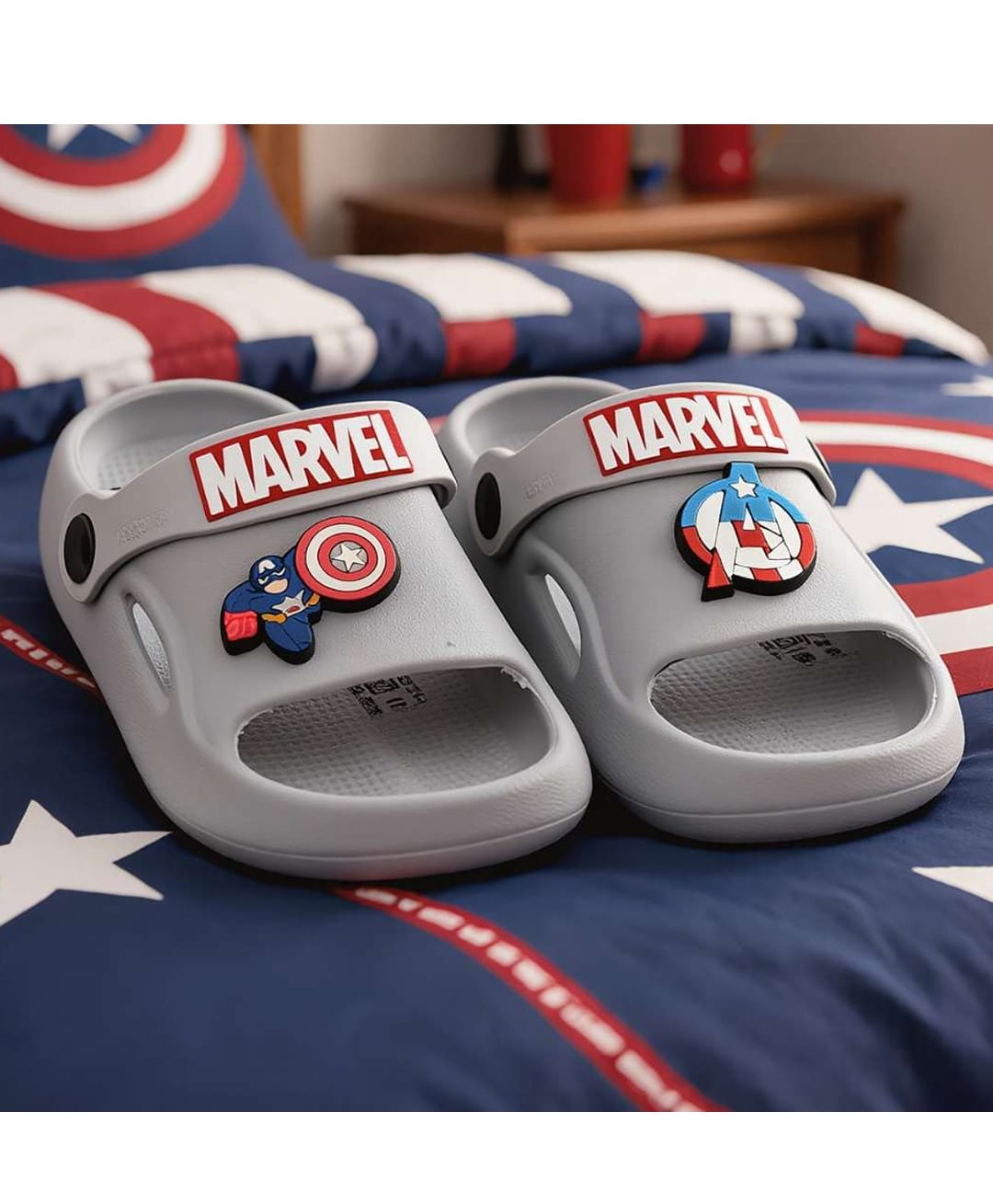 Yellow Bee Marvel Featuring Captain America Applique Detailed Slingback Sandals - Grey-picture-15