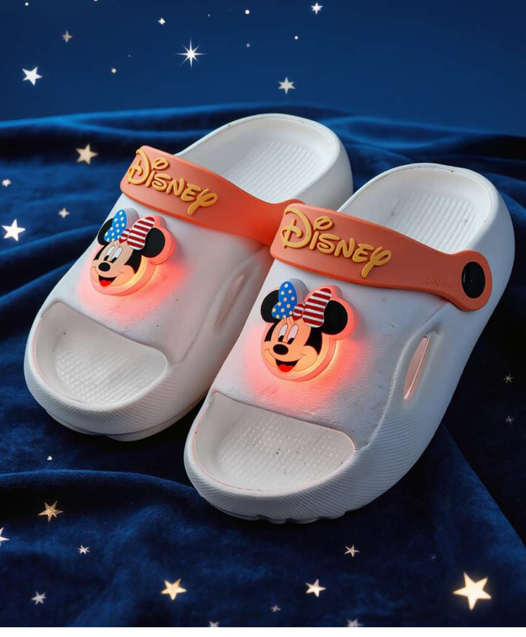Yellow Bee Mickey & Friends Featuring Minnie Mouse Applique Detailed Slingback LED Sandals - White-picture-19