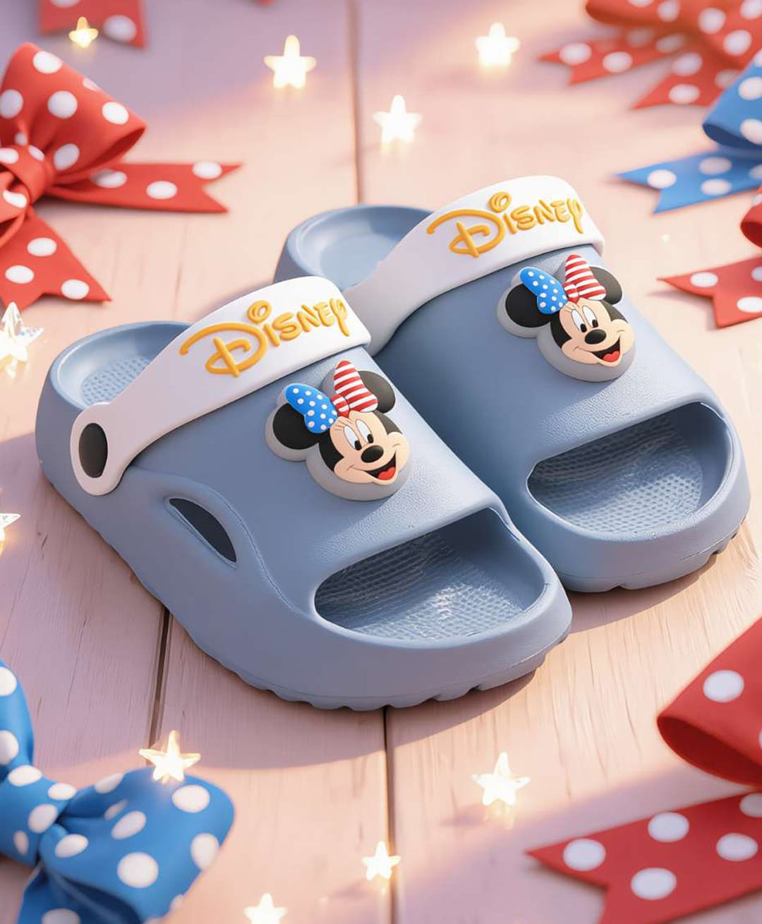Yellow Bee Mickey & Friends Featuring Minnie Mouse Applique Detailed Slingback LED Sandals - Blue-picture-21