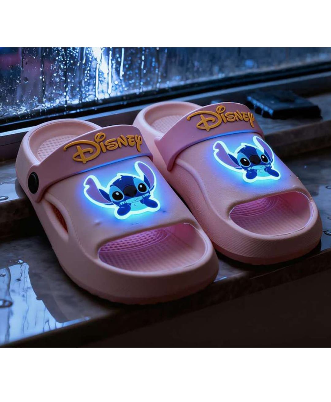 Yellow Bee Lilo & Stitch Featuring Stitch Applique Detailed LED Slingback Sandals - Pink-picture-15