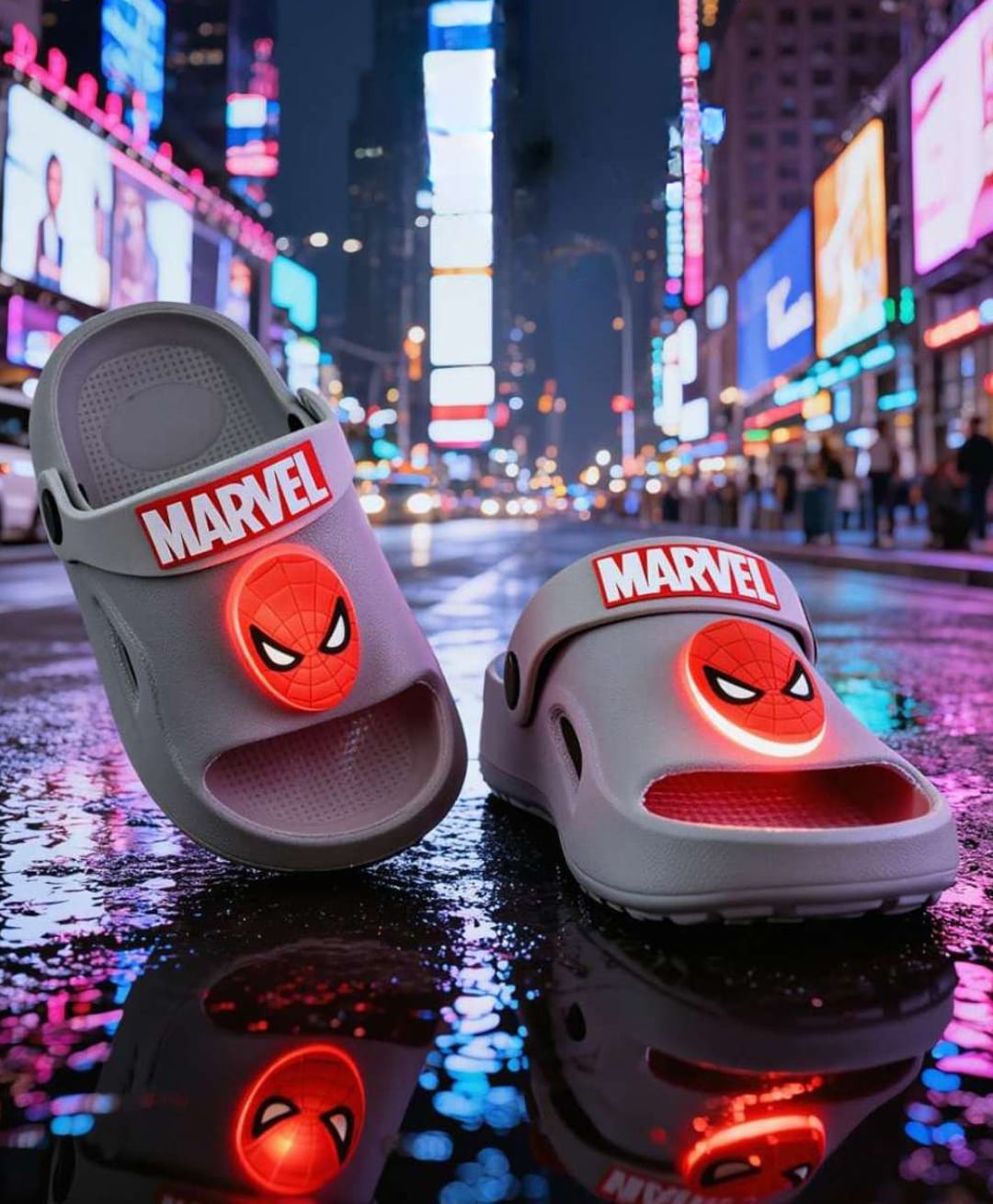 Yellow Bee Marvel Featuring Spider Man Applique Detailed LED Slingback Sandals - Grey-picture-2