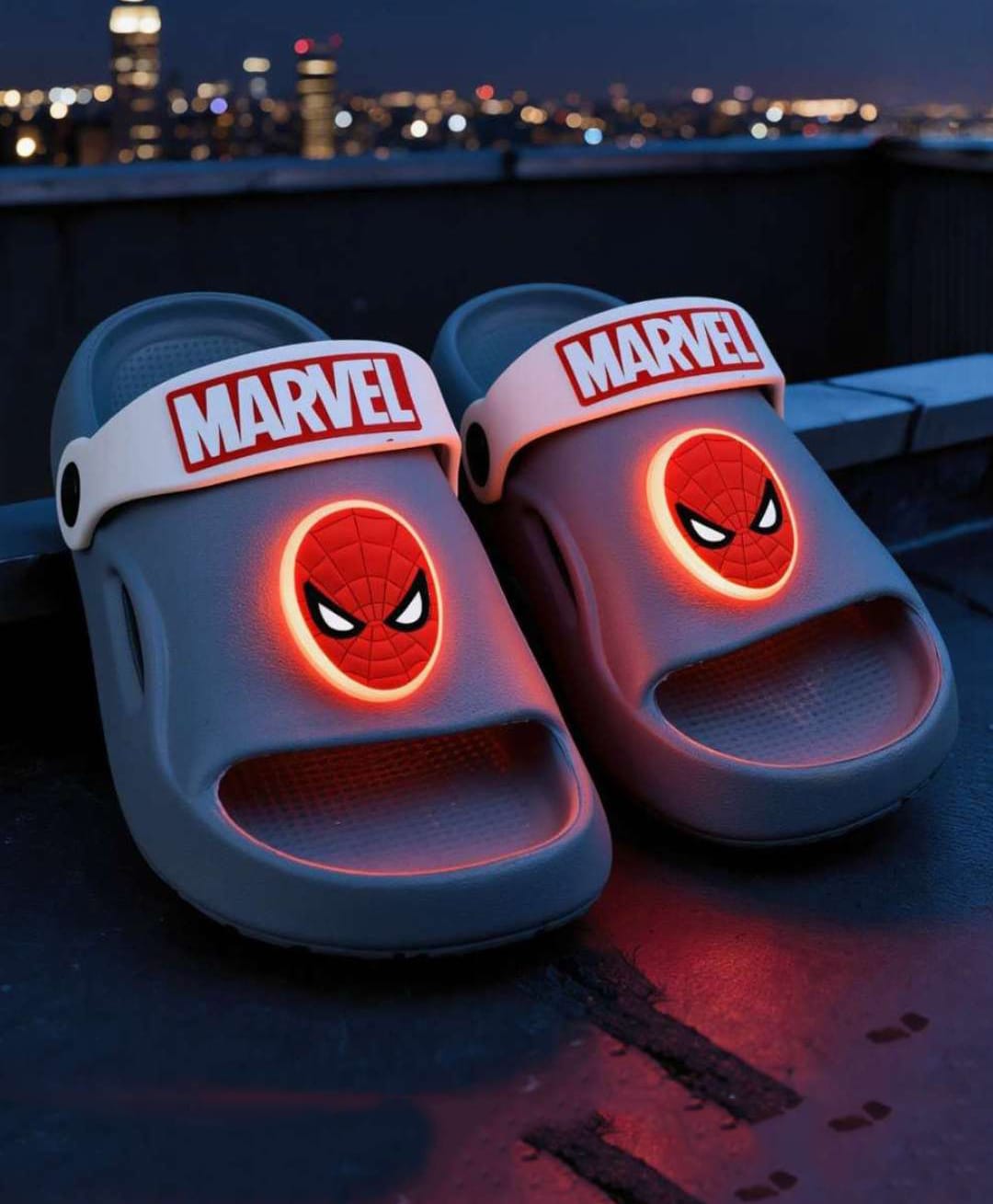 Yellow Bee Marvel Featuring Spider Man Applique Detailed LED Slingback Sandals - Blue-picture-43