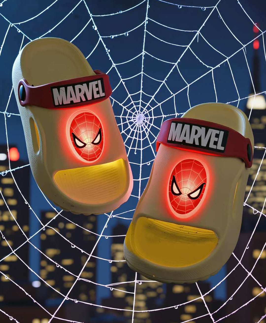 Yellow Bee Marvel Featuring Spider Man Applique Detailed LED Slingback Sandals - Yellow-picture-47