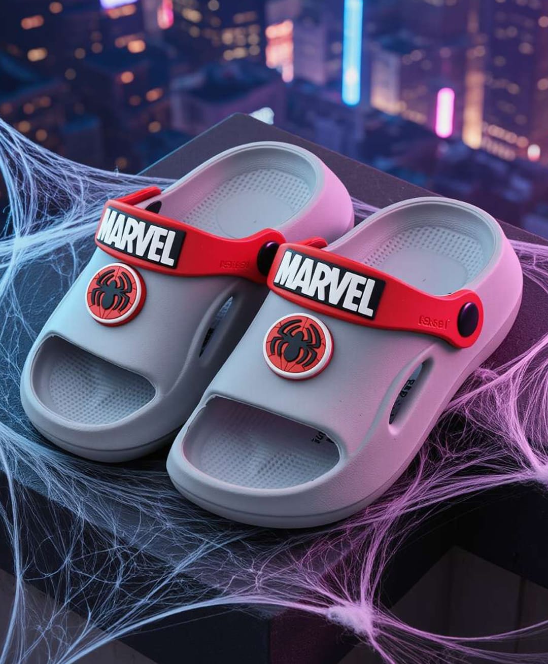Yellow Bee Marvel Featuring Spider Man Applique Detailed Slingback Sandals - Grey-picture-14