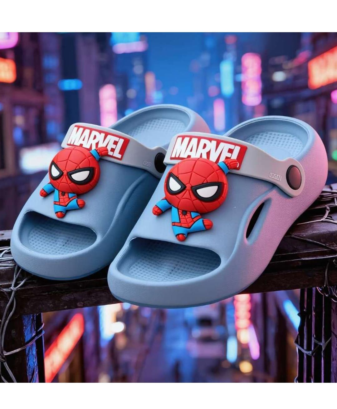 Yellow Bee Marvel Featuring Spider Man Applique Detailed Slingback Sandals - Blue-picture-49