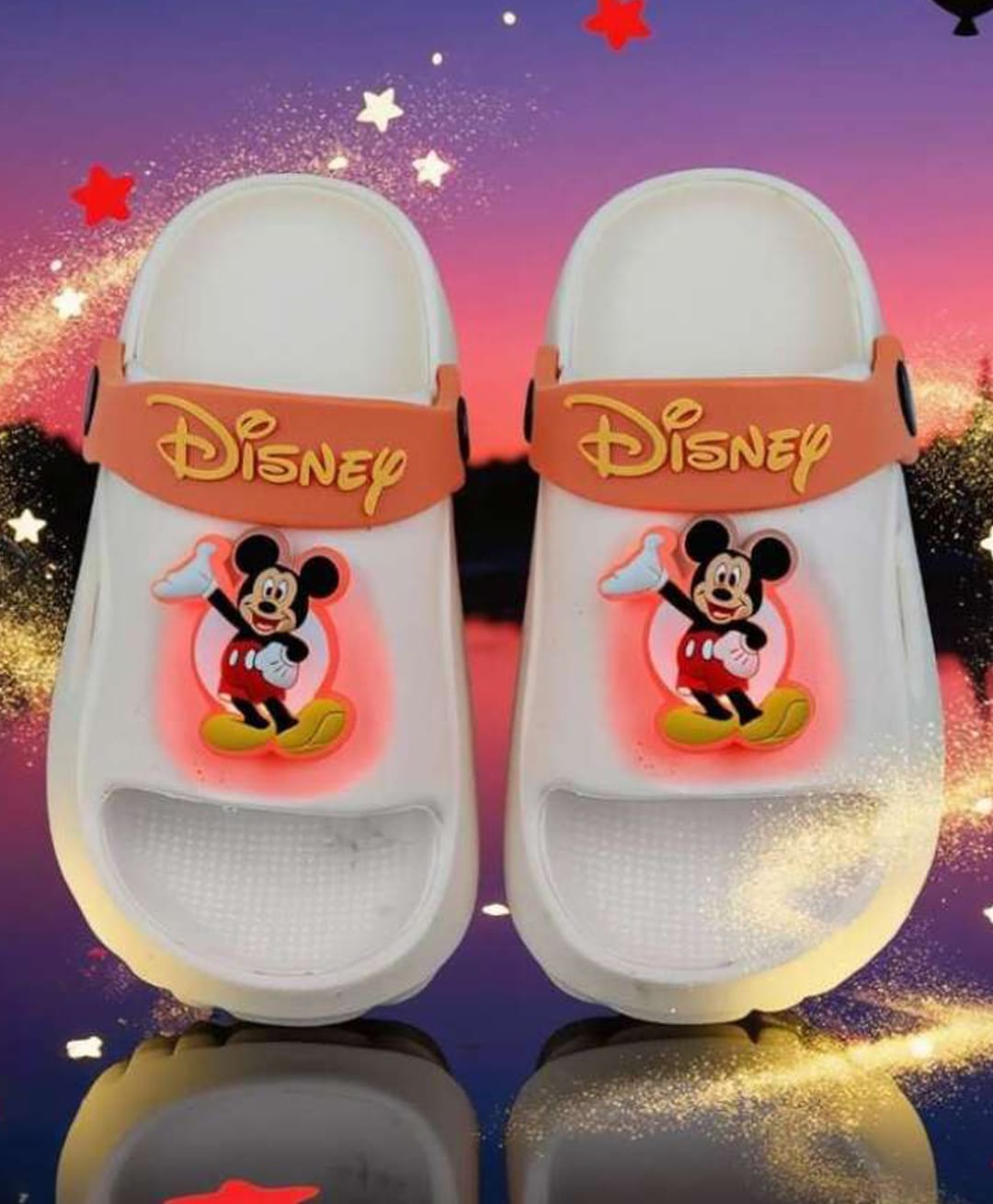 Yellow Bee Disney Featuring Mickey Mouse Applique Detailed LED Slingback Sandals - White-picture-14