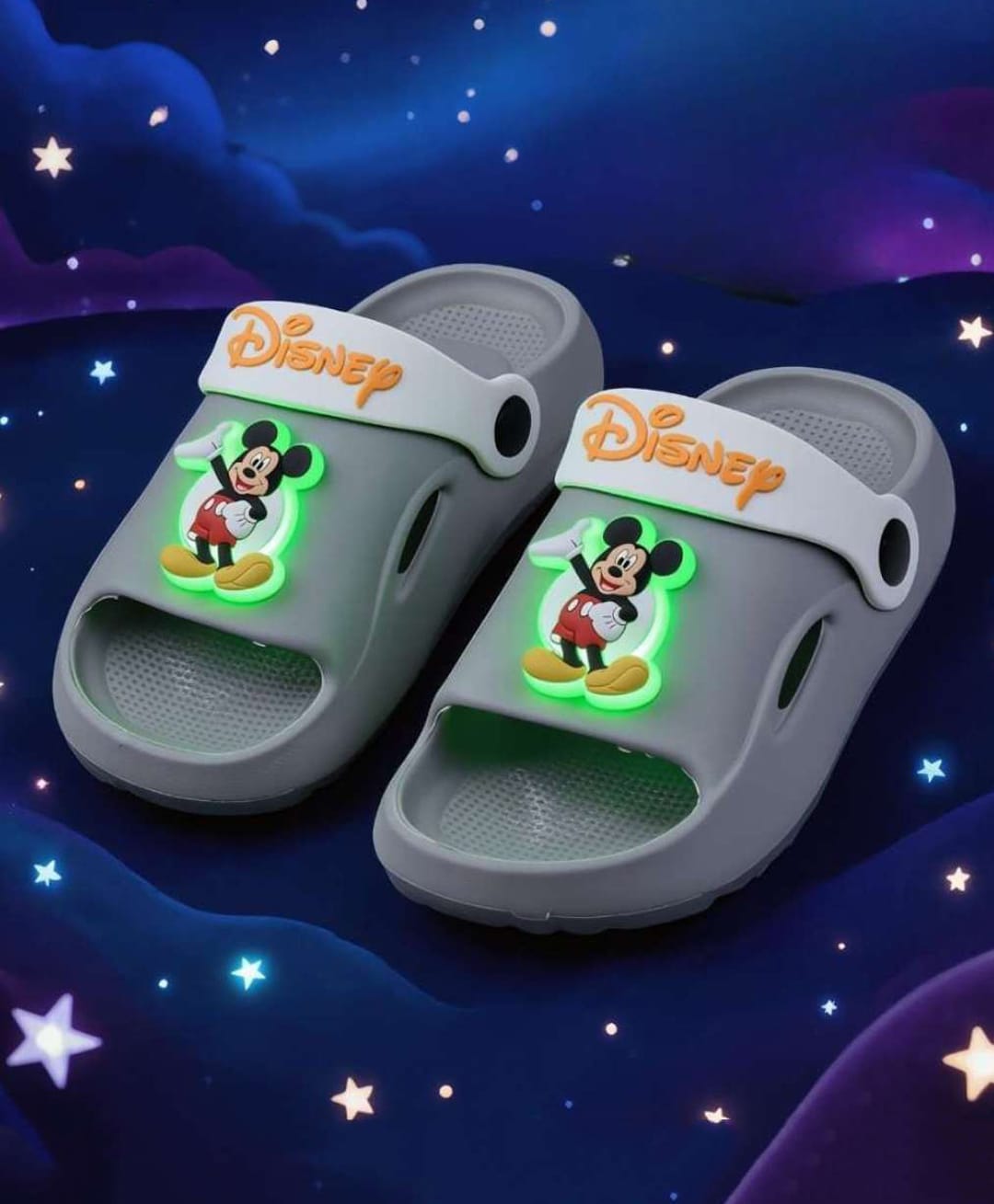 Yellow Bee Disney Featuring Mickey Mouse Applique Detailed LED Slingback Sandals - Grey-picture-14