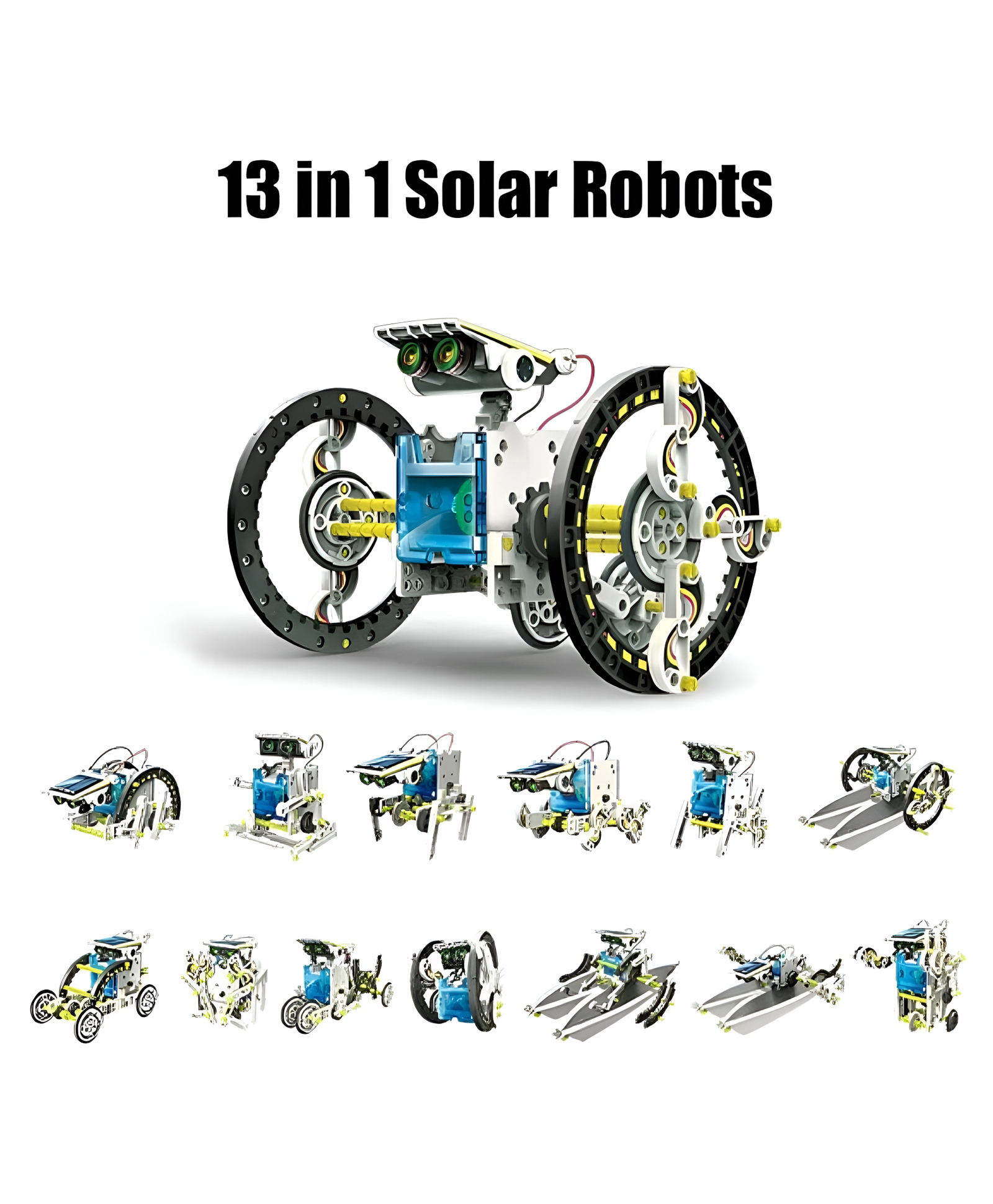 NEGOCIO 13 in 1 Solar Robot Kit Educational Stem Building Toys to Construct Solar-Powered Boat, Car, Crab, Dog, Turtle, Robot - PACK OF 1 - COLOR MAY VARY-picture-23