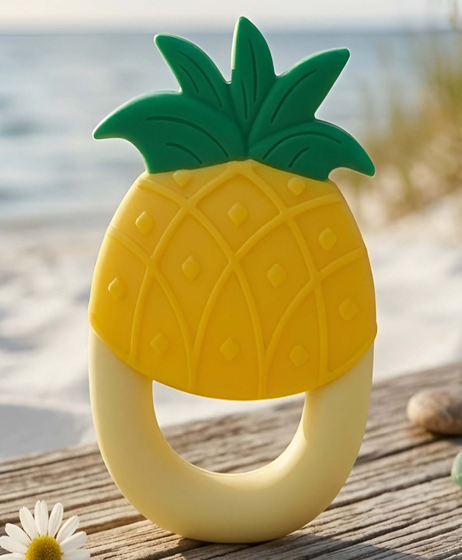 COZY VIBES Baby Teether Pineapple Shape Silicone Grinding Toy Baby Soothing Gum Children Anti-eating Hand Bite - Pack of 1 - Color May Vary-image-16