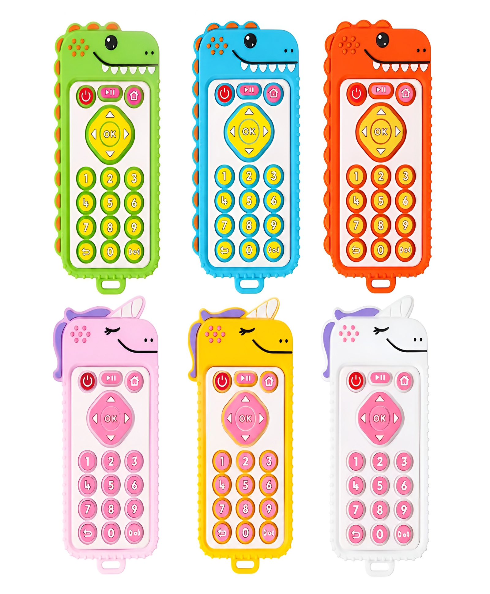 COZY VIBES Silicone Remote Control Teether | BPA Free Soft Chew Sensory Toy | Unicorn Dinosaur Baby Teething Remote for Infants & Toddlers - PACK OF 1 - COLOR MAY VARY-image-40