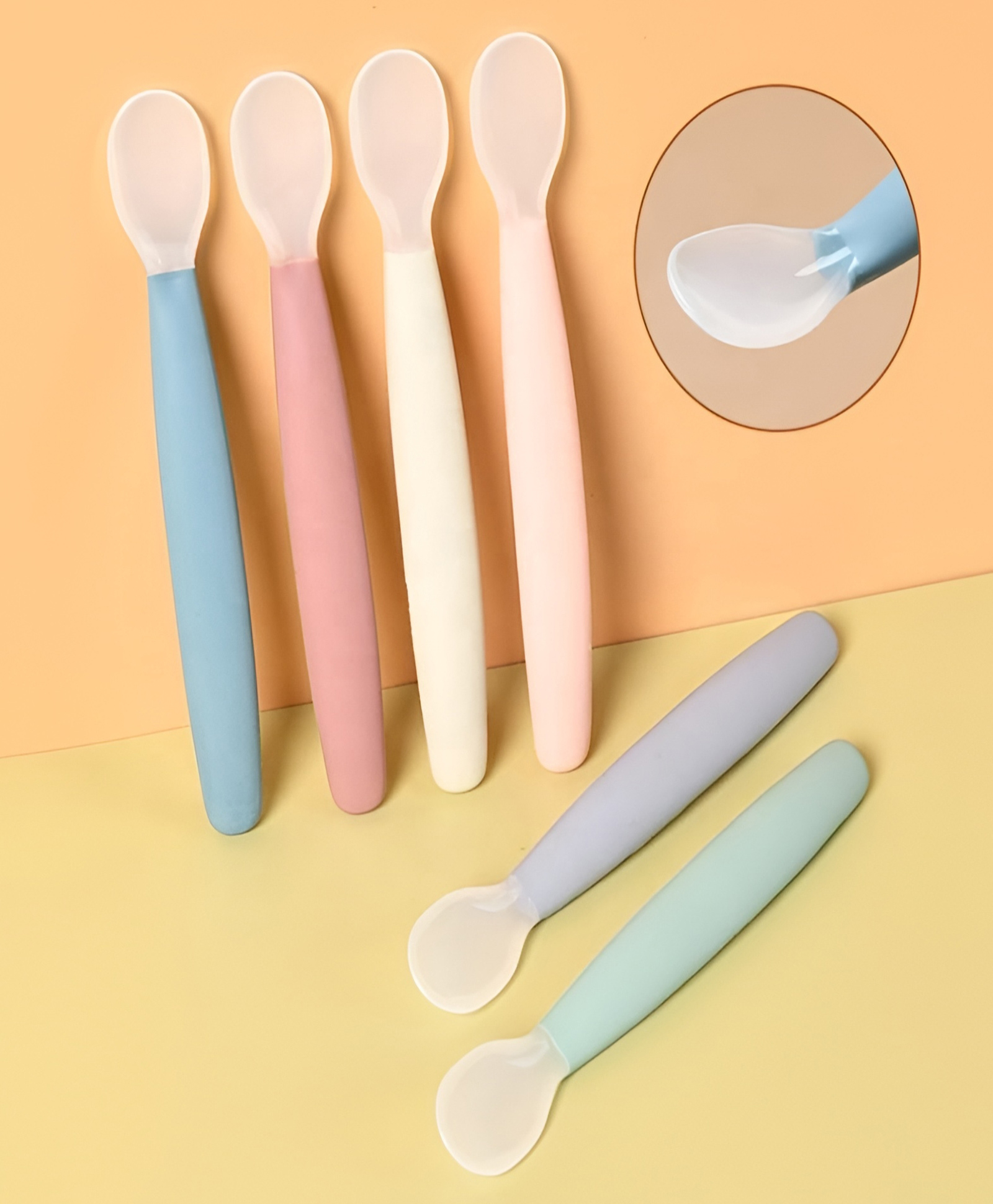 COZY VIBES Food Grade Silicone Infant Spoon Flexible Silicone Feeding Kids Dining Spoon Chewable Baby Training Feeding Spoon - Pack of 1 - Color May Vary-image-21
