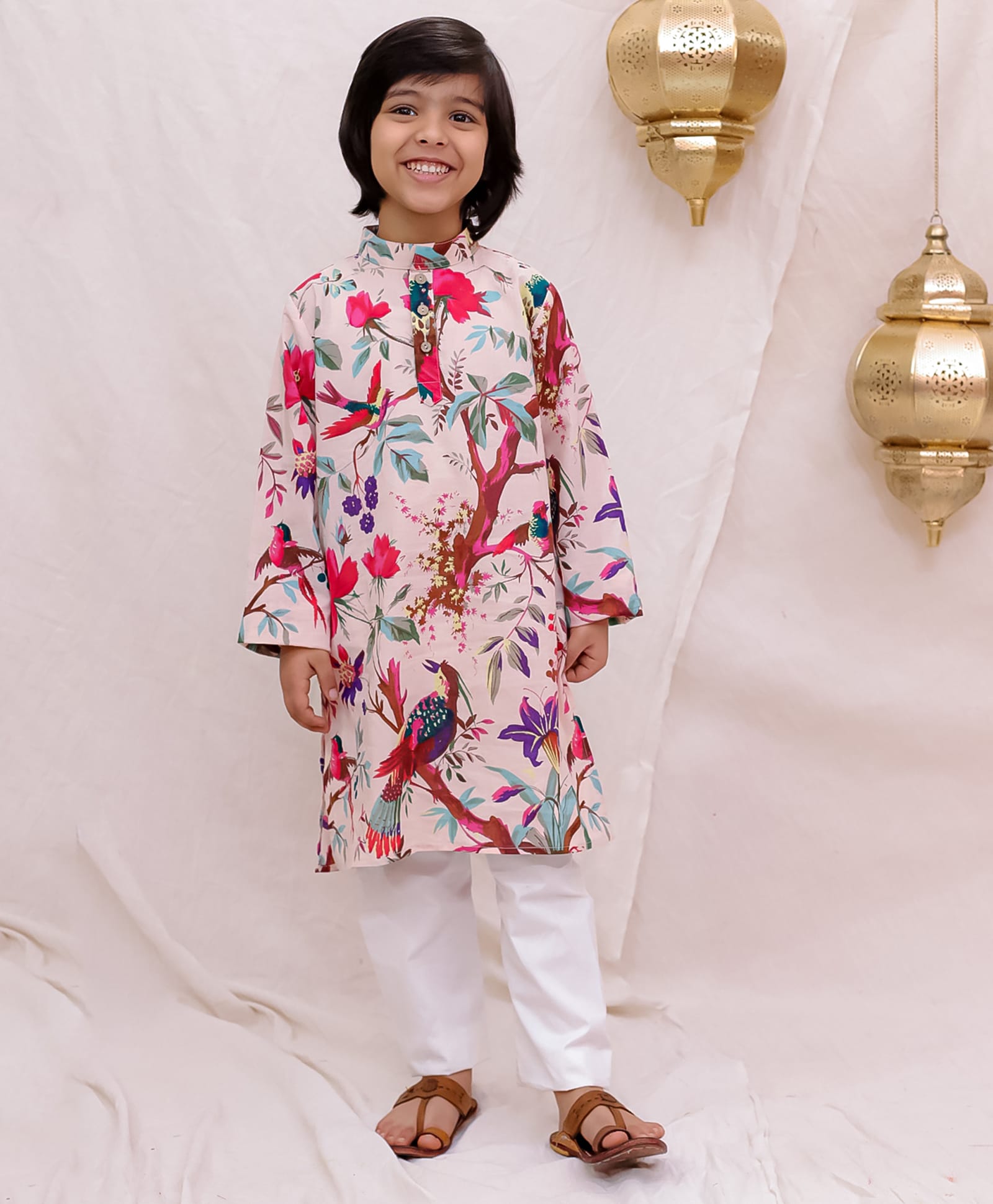 BownBee Cotton Woven Full Sleeves Floral Printed Kurta & Pyjama Set - Pink-picture-20