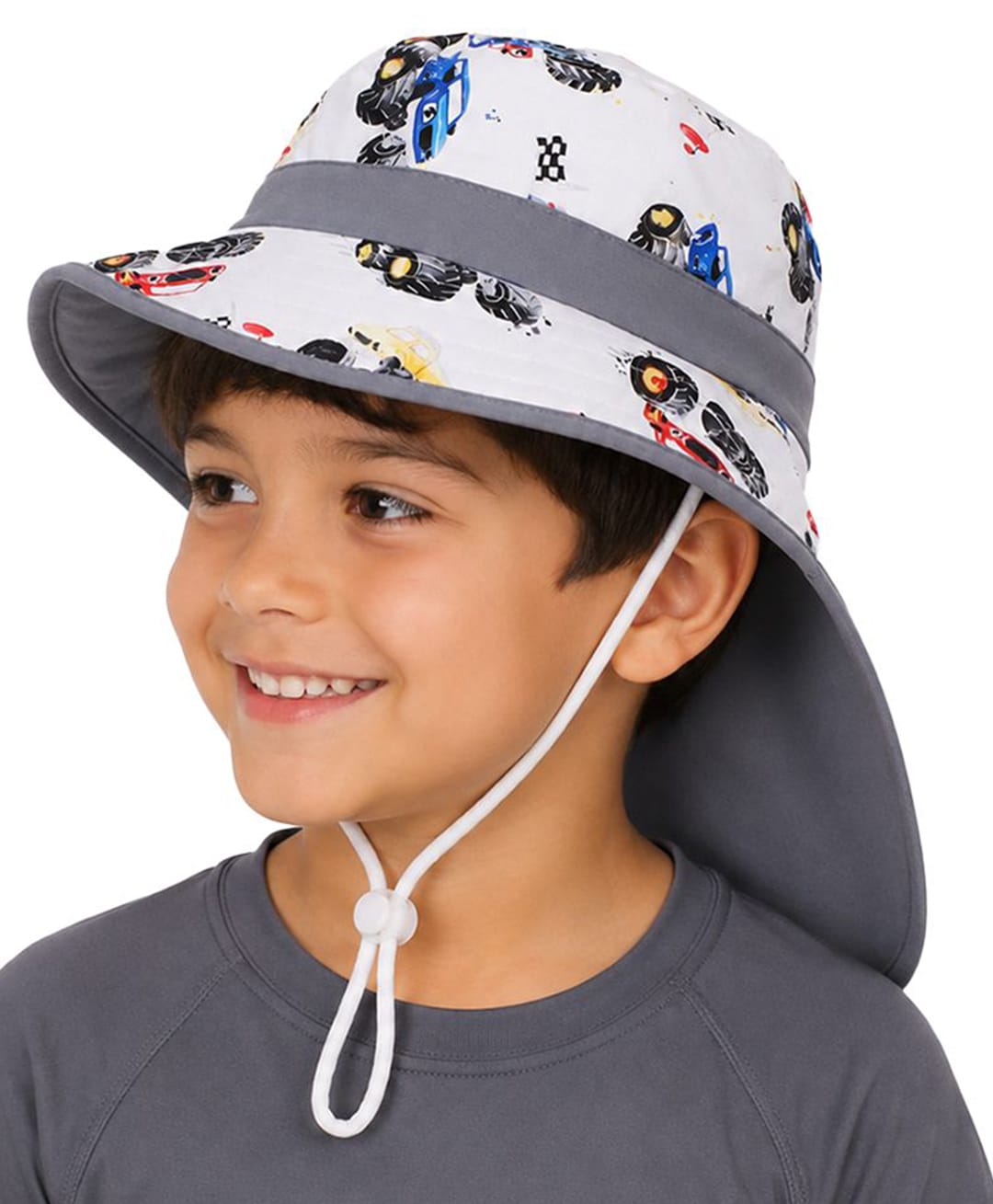 Vritraz Woven Monster Truck Printed Fishing Hat - White - Circumference - 52 - 56 Cms-image-19