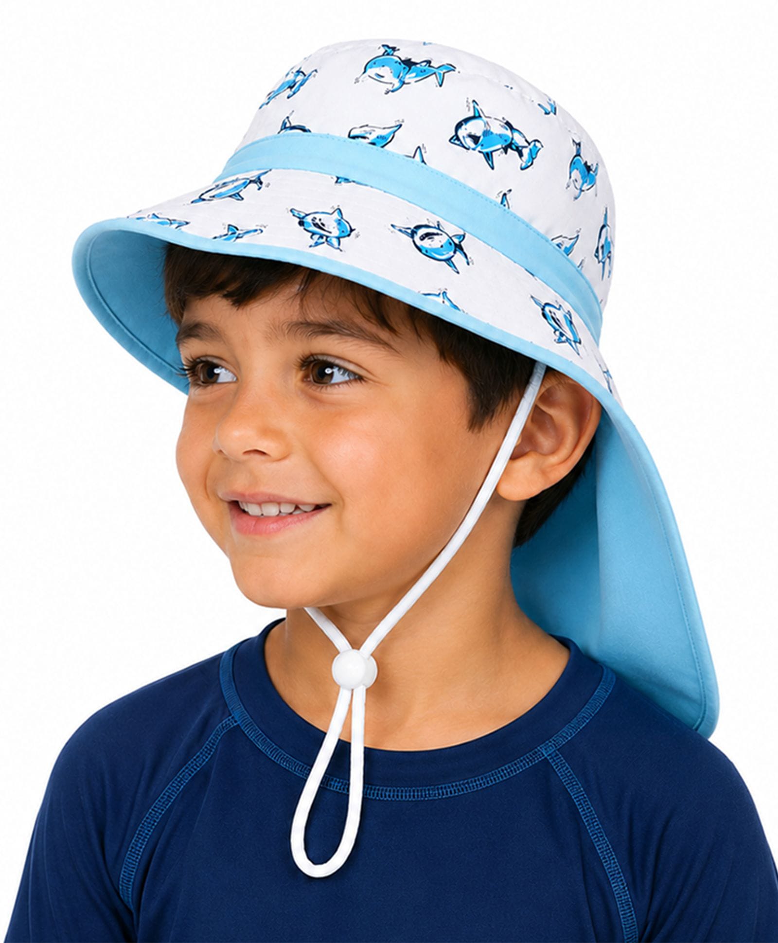Vritraz Woven Sharks Printed Fishing Hat - Blue - Circumference - 52 - 56 Cms-image-15