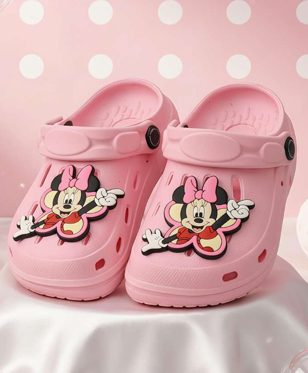 Yellow Bee Mickey & Friends Featuring Minnie Mouse Applique Detailed Perforated Slingback Clogs - Pink-picture-7