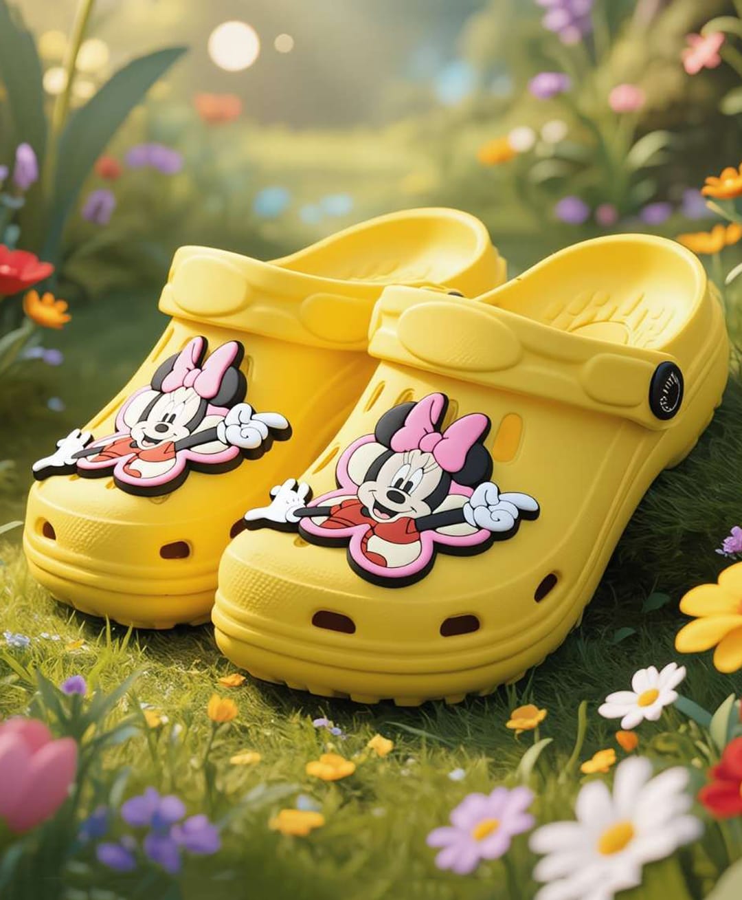 Yellow Bee Mickey & Friends Featuring Minnie Mouse Applique Detailed Perforated Slingback Clogs - Yellow-picture-13