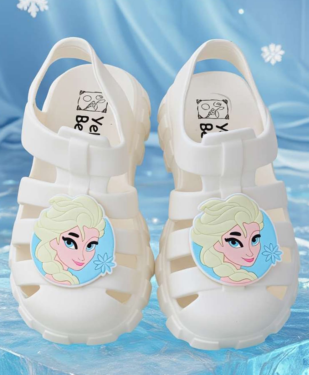 Yellow Bee Disney Frozen Featuring Elsa Applique Detailed Back Strap Sandals - White-picture-17