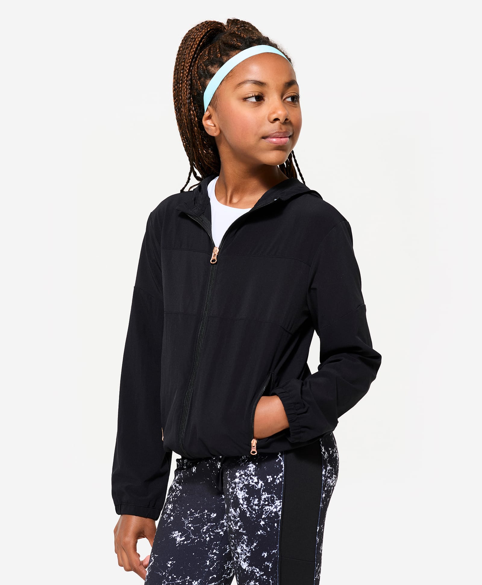 DECATHLON Domyos 500 Woven Full Sleeves Hooded Cut & Sew Jacket - Black-image-5