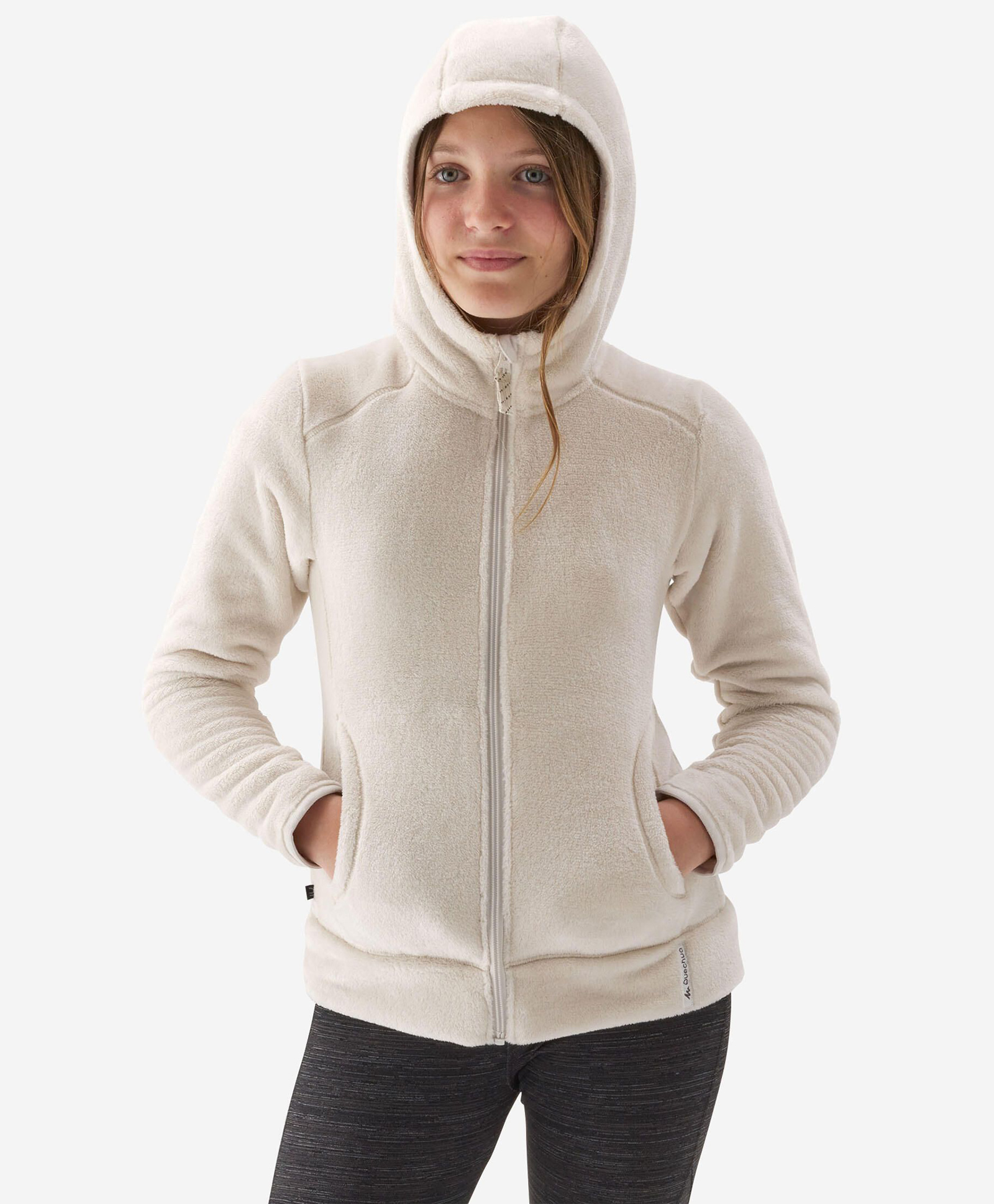 DECATHLON Quechua NH500 Woven Full Sleeves Solid Hooded Fleece Hiking Jacket - Beige-picture-37