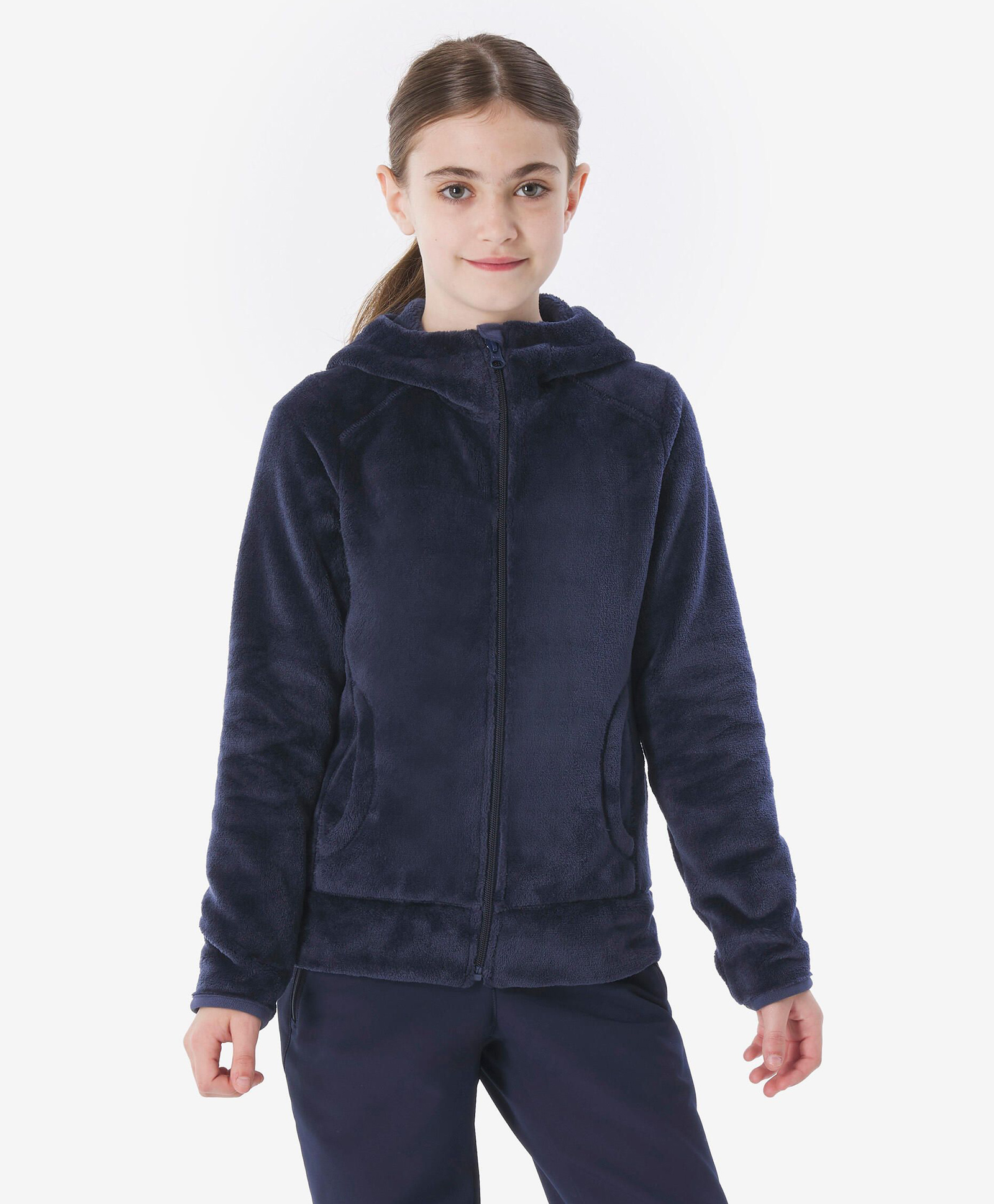 DECATHLON Quechua NH500 Woven Full Sleeves Solid Hooded Fleece Hiking Jacket - Blue-picture-38