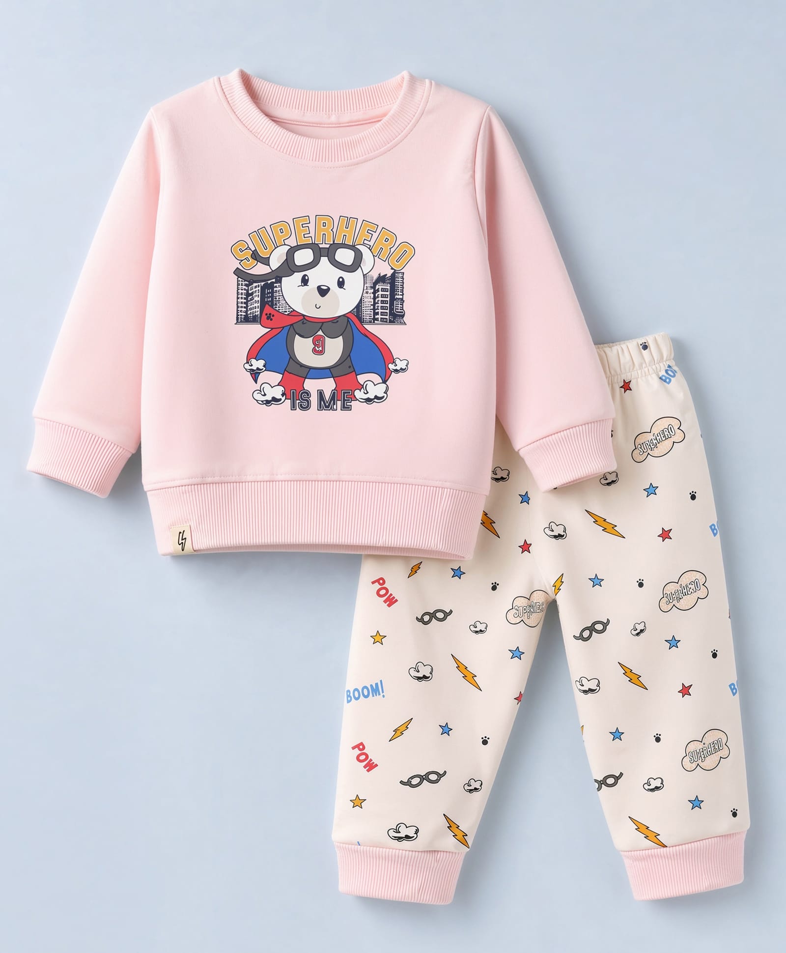 Ollypop Fleece Knit Full Sleeves Winter Wear Suits With Teddy Bear Print - Pink-picture-22