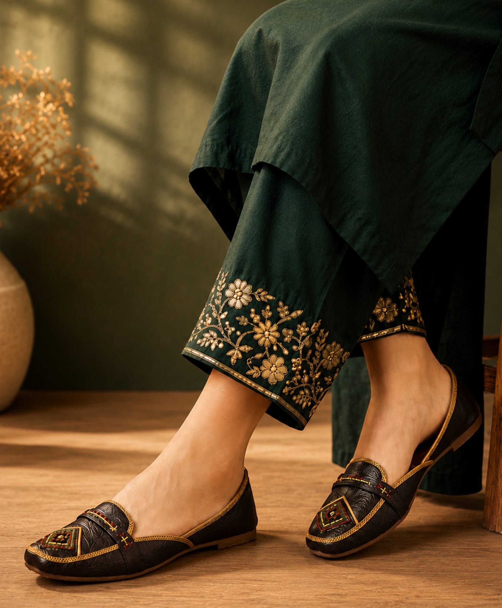 Freeplay Threadwork Detailed Mojaris - Brown-picture-16