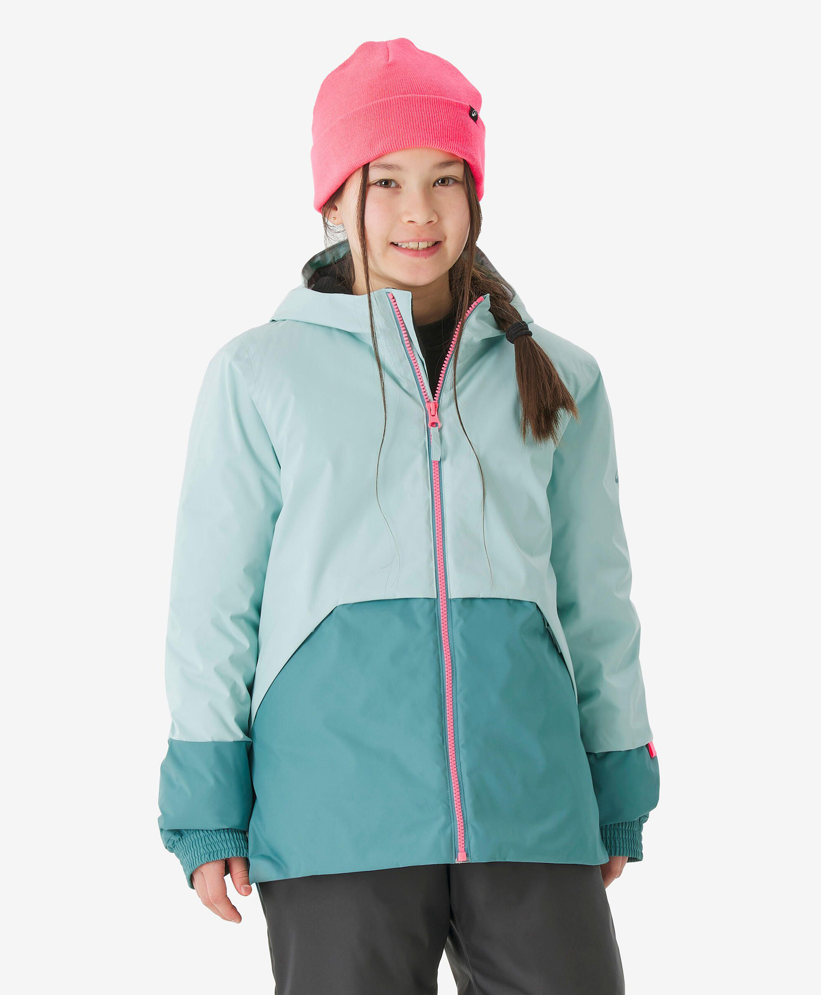 DECATHLON Wedze SKI100 Woven Full Sleeves Colour Blocked Hooded Ski Jacket - Turquoise-picture-15