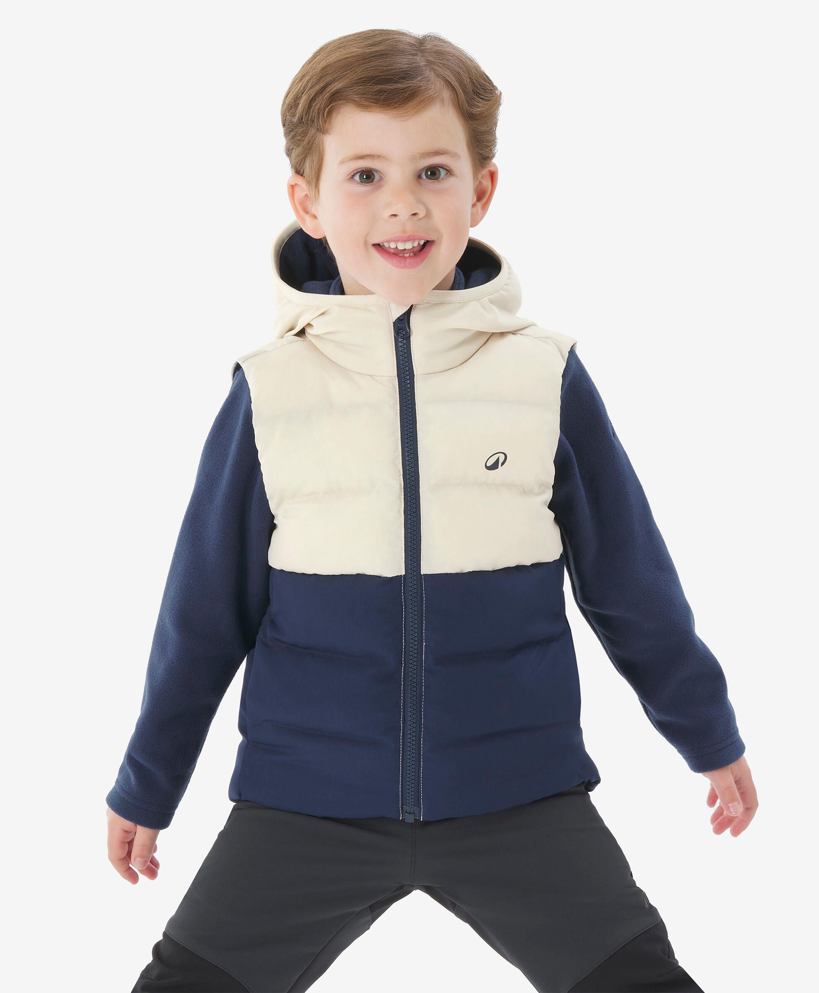 DECATHLON Quechua NH500 Woven Full Sleeves Colour Blocked Hooded Hiking Jacket - Off White & Navy Blue-picture-40