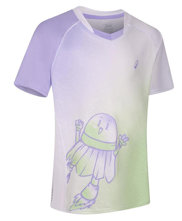 DECATHLON Kuikma Lite 560 Jr Knit Half Raglan Sleeves Shuttlecock Printed Ombre Badminton Tee - Purple-picture-28