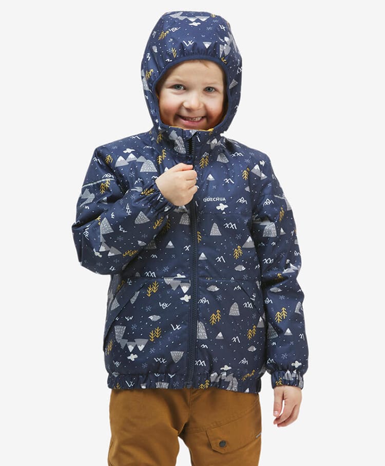 DECATHLON Quechua 100 Woven Winter Full Sleeves Snowscape Printed Hooded Jacket - Blue-picture-19