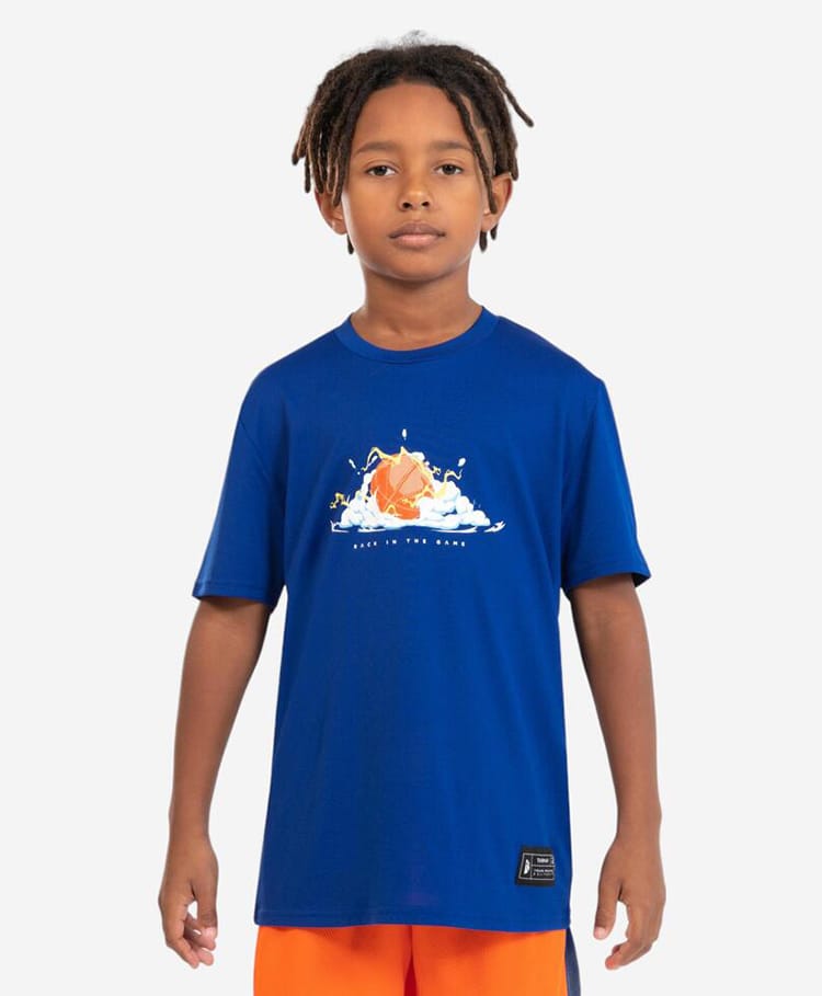 DECATHLON Tarmak TS500 Knit Half Sleeves Basketball Printed Tee - Blue-picture-19