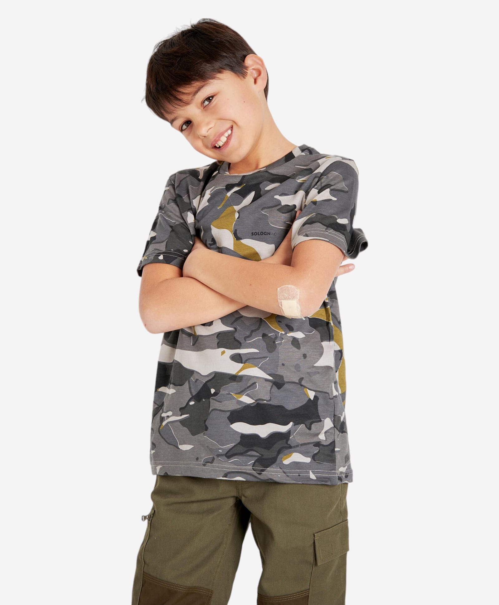 DECATHLON Solognac Cotton Knit Half Sleeves Camouflage Printed Hunting & Fishing Tee - Grey-picture-18