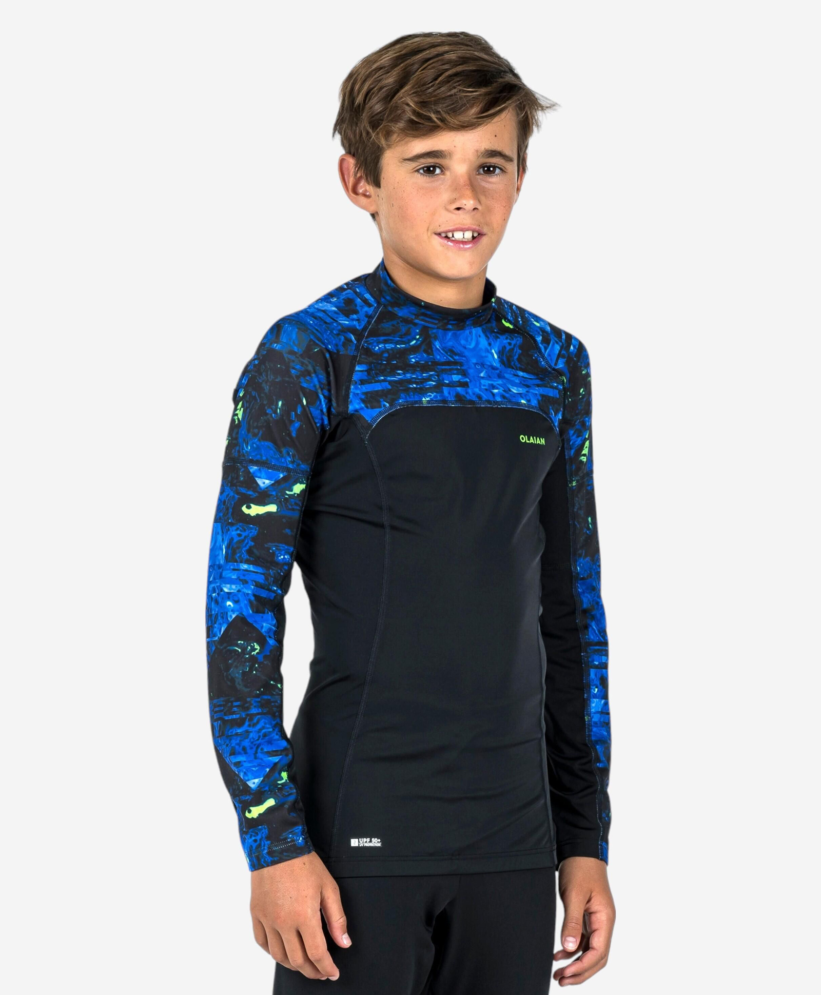 DECATHLON 500 Vortex Full Sleeves Abstract Printed Surfing Tee - Black-picture-21