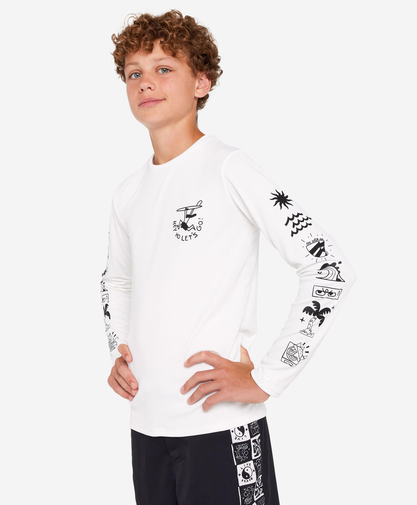 DECATHLON - 100 Polyester Surfing T-shirt Long Sleeves Printed - White - 8-9Y-picture-21