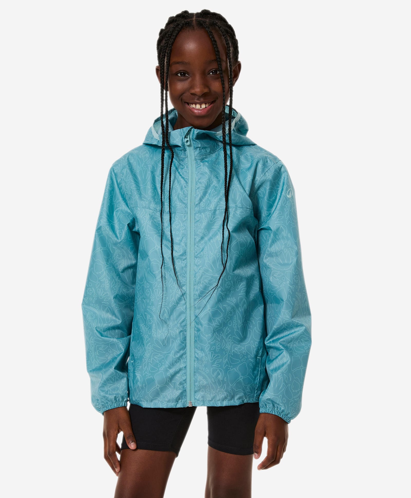 Decathlon Quechua MH100 Opaque Full Sleeves Floral Printed Hooded Hiking Rain Jacket - Blue-picture-37
