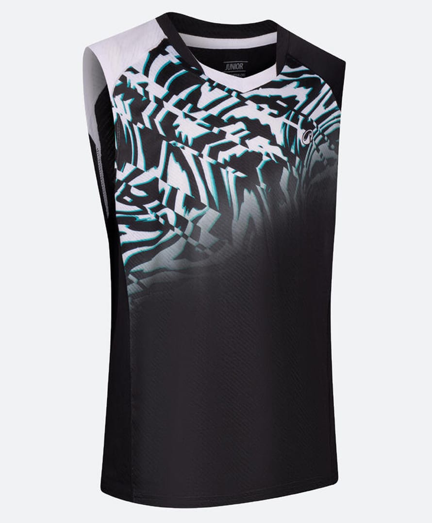 DECATHLON Kuikma LITE 560 JR Knit Sleeveless Distorted Abstract Printed Badminton Tee - Black-picture-25