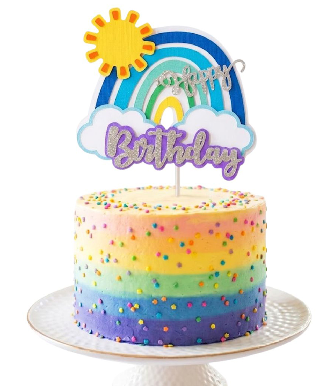 FI - FLICK 1 Blue Rainbow Birthday Cake Topper for Boys Baby Shower Party Decor (Pack of 1)-image-26