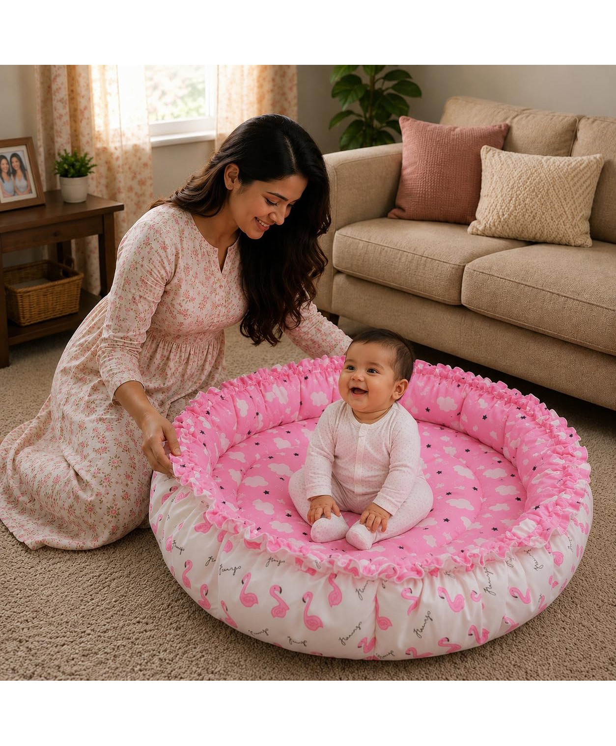 Toddylon Baby 4 Pcs Bedding Carry Bag Nest Mattress with Net & 4 Dry Sheets 0-6 Months - Pink-picture-28