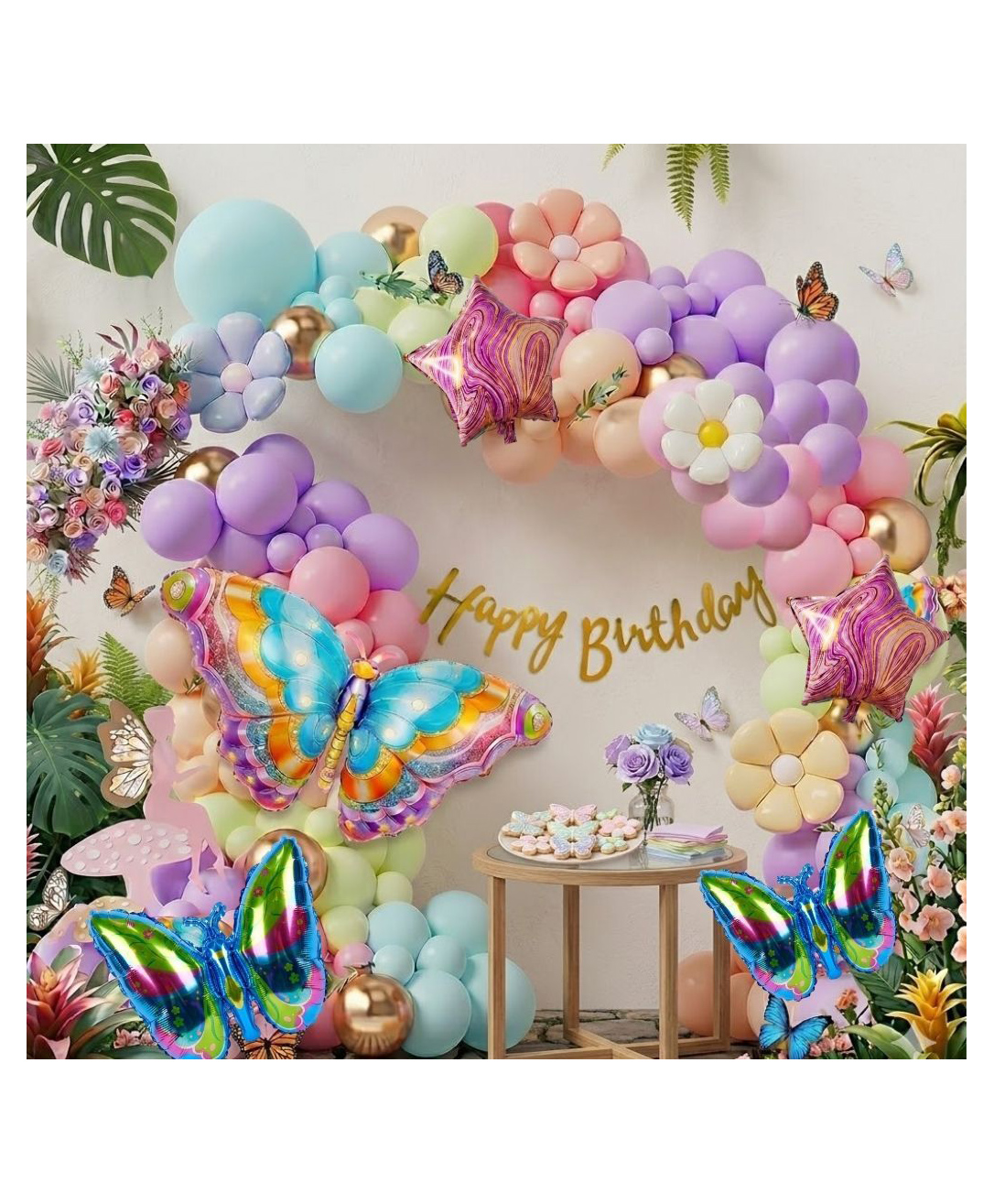 FLICK IN 68 Butterfly Birthday Decoration Kit for Kids Party, Foil Balloons (Pack of 1)-image-24
