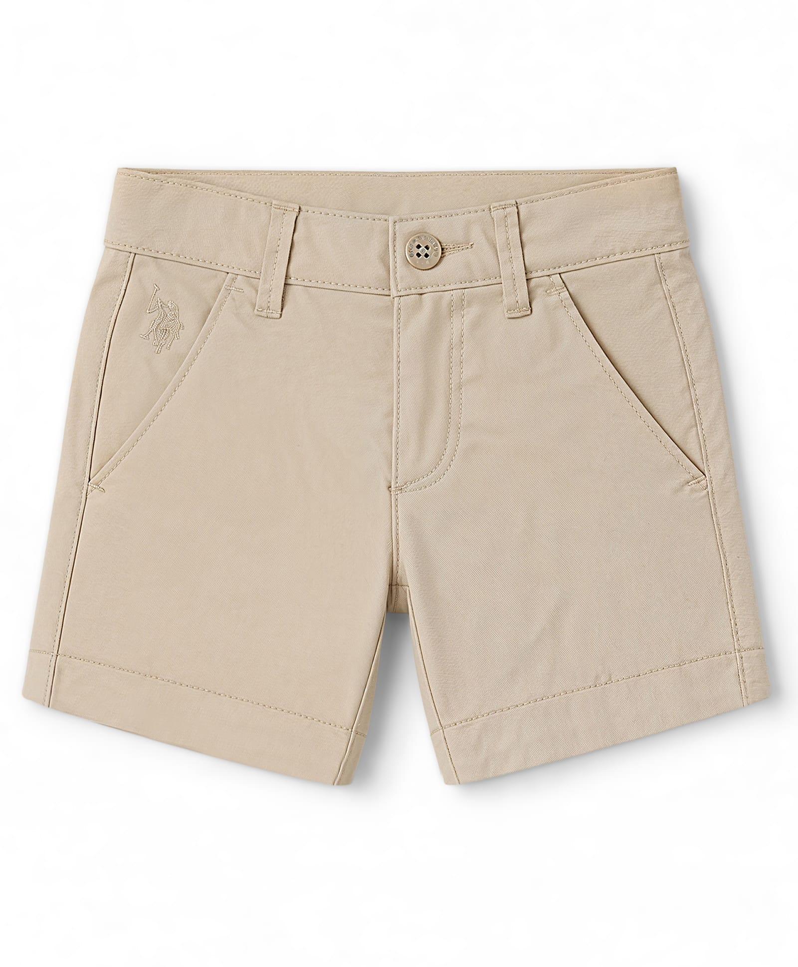 Us Polo Assn Knit 100% Cotton Solid Shorts Zipper - Khaki-picture-17