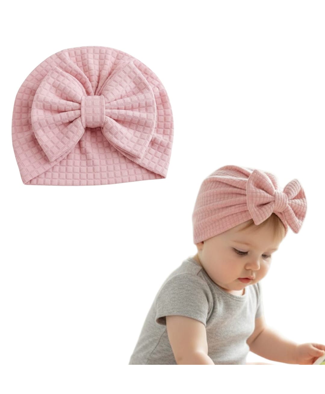 Trubliz Woven Bow Applique Detailed Turban Hat - Pink - Circumference - 43 - 46 Cms-picture-14